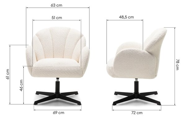Hector Otočné designové křeslo Casablanca bouclé bílé/černé
