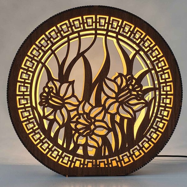 Stolní lampa ze dřeva Narcis | DAFFODIL: HDF - Ořech 20 cm 4793-115248 LED0614