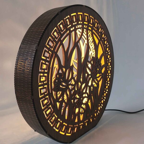 Stolní lampa ze dřeva Narcis | DAFFODIL: HDF - Ořech 20 cm 4793-115248 LED0614