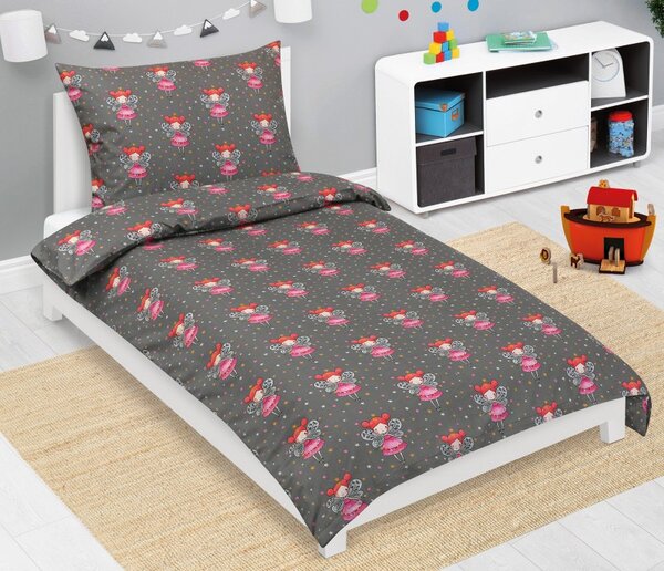 BELLATEX Bavlněné povlečení dětské Junior Bílá, Růžová, Šedá 140x200, 70x90 cm