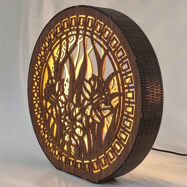 Stolní lampa ze dřeva Narcis | DAFFODIL: HDF - Ořech 20 cm 4793-115248 LED0614