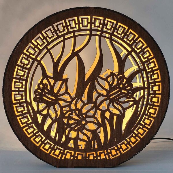 Stolní lampa ze dřeva Narcis | DAFFODIL: HDF - Ořech 20 cm 4793-115248 LED0614