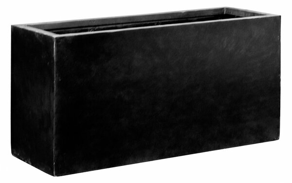 Pottery Pots Venkovní květináč obdélníkový Jumbo Jort XL, Black (barva černá), kolekce Natural, kompozit Fiberstone, d 150 cm x š 60 cm x v 75 cm, objem cca 675 l