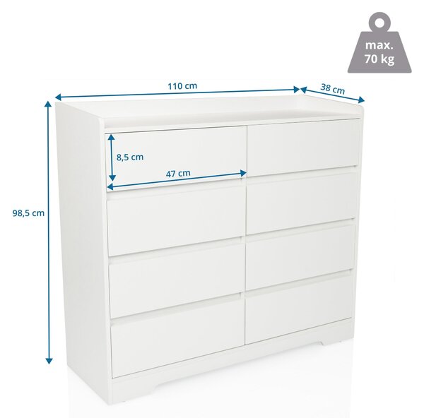 Hjh LIVING Komoda s 8 zásuvkami OSOYRO Příborník 98,5 x 110,0 x 38,0 cm