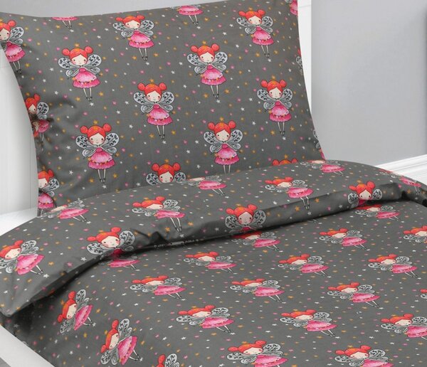 BELLATEX Bavlněné povlečení dětské Junior Bílá, Růžová, Šedá 140x200, 70x90 cm