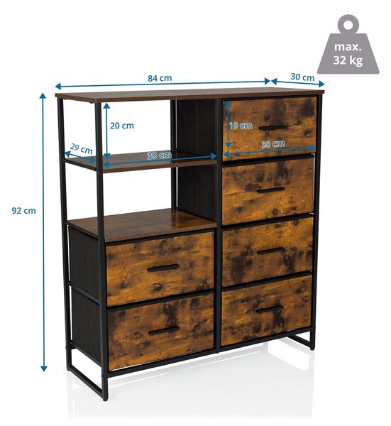 Hjh LIVING Komoda se 6 zásuvkami RAGALA Příborník 92,0 x 84,0 x 30,0 cm