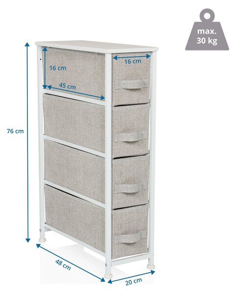 Hjh LIVING Komoda se 4 zásuvkami FOLDRESS S Příborník 76,0 x 20,0 x 48,0 cm