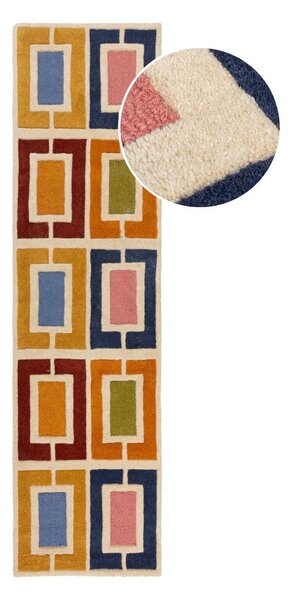 Ručně tkaný vlněný běhoun 60x230 cm Retro Blocks – Flair Rugs