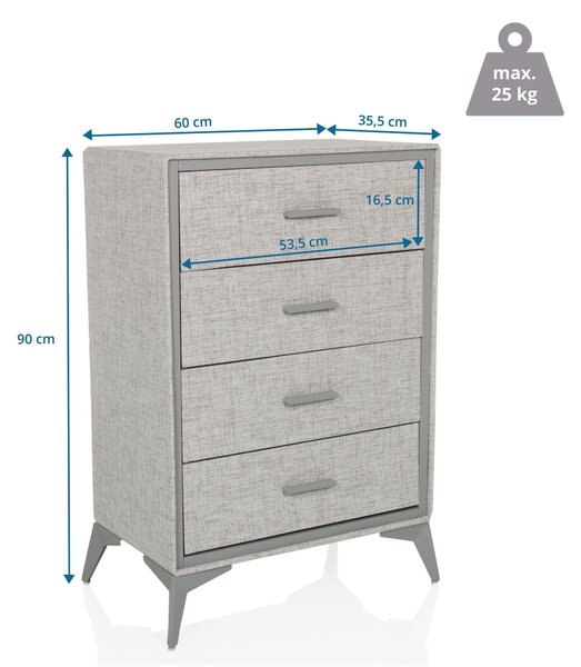 Hjh LIVING Komoda se 4 zásuvkami SKUFFY Sideboard Skříň 90,0 x 60,0 x 35,5 cm