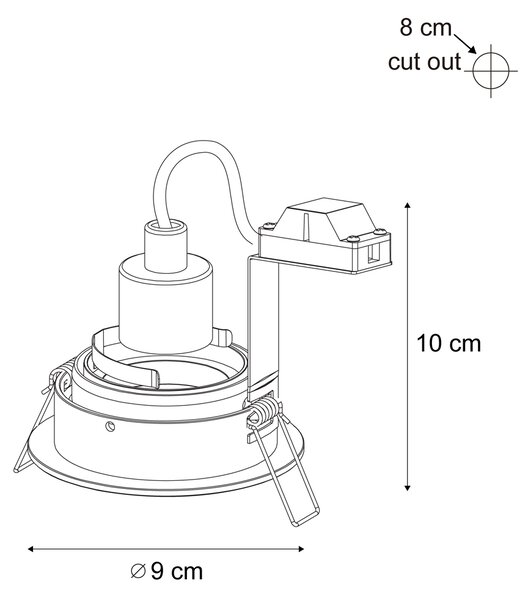 Sada 6 moderních zapuštěných bodových světel béžová GU10 50mm otočná a naklápěcí - Chuck
