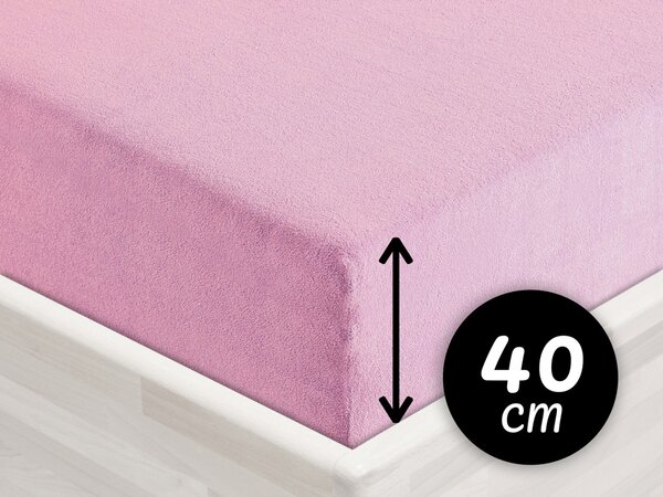 Froté napínací prostěradlo na extra vysokou matraci FR-008 Růžová lila 180 x 200 - výška 40 cm
