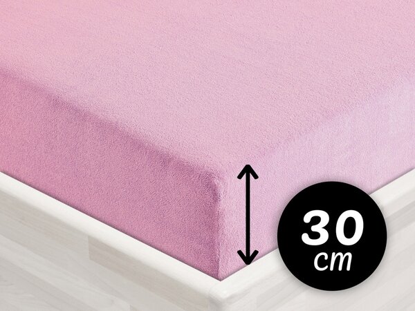 Froté napínací prostěradlo na vysokou matraci FR-008 Růžová lila 200 x 220 - výška 30 cm