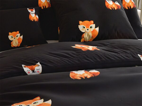 Povlečení z mikrovlákna FOXES černé Rozměr povlečení: 2 ks 70 x 80 cm | 160 x 200 cm