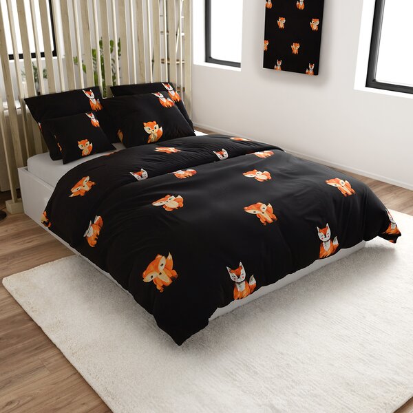 Povlečení z mikrovlákna FOXES černé Rozměr povlečení: 2 ks 70 x 80 cm | 160 x 200 cm