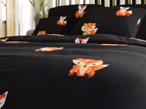Povlečení z mikrovlákna FOXES černé Rozměr povlečení: 2 ks 70 x 80 cm | 160 x 200 cm