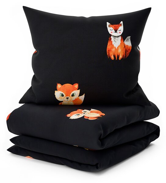 Povlečení z mikrovlákna FOXES černé Rozměr povlečení: 2 ks 70 x 80 cm | 160 x 200 cm