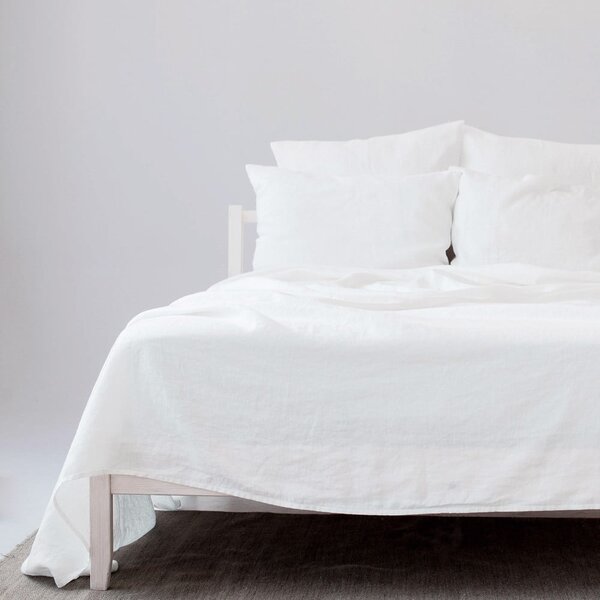 Bílé prostěradlo s příměsí lnu 230x270 cm – Linen Tales