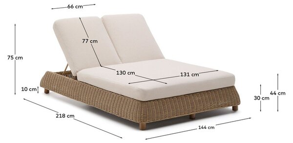 Dvoumístné ratanové polohovací zahradní lehátko v cihlové barvě Meria – Kave Home