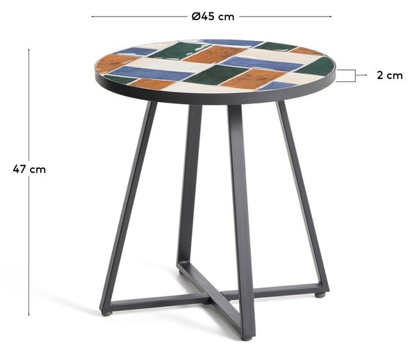Kulatý zahradní stolek s keramickou deskou ø 45 cm Tella – Kave Home