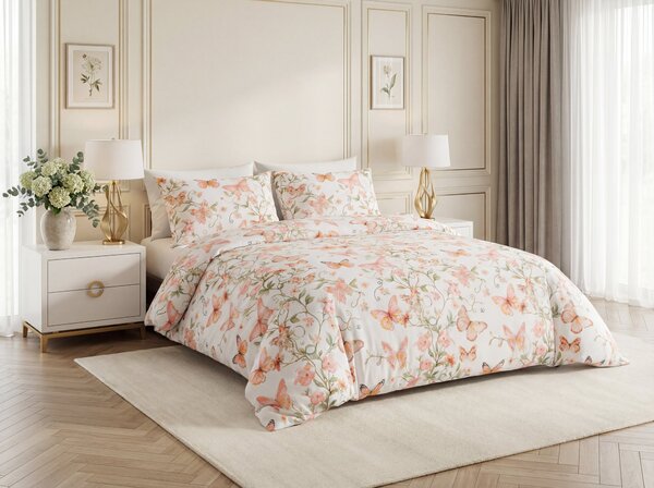 Povlečení z mikrovlákna ORANGE BUTTERFLY bílé Rozměr povlečení: 70 x 80 cm | 140 x 200 cm