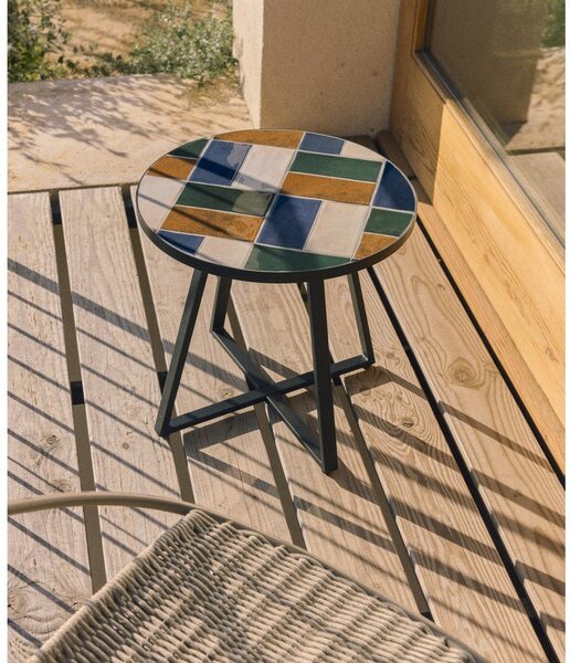 Kulatý zahradní stolek s keramickou deskou ø 45 cm Tella – Kave Home