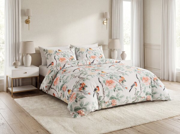 Povlečení z mikrovlákna ORANGE FLOWERS bílé Rozměr povlečení: 2 ks 70 x 80 cm | 160 x 200 cm