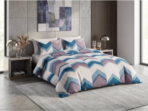 Povlečení z mikrovlákna CHEVRONIX modro-fialové Rozměr povlečení: 2 ks 70 x 80 cm | 160 x 200 cm