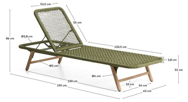 Zelené kovové polohovací zahradní lehátko Dandara – Kave Home