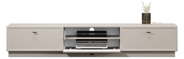 TV stolek Lorini 200 cm se zásuvkami – kašmírová / černé úchytky T-bar