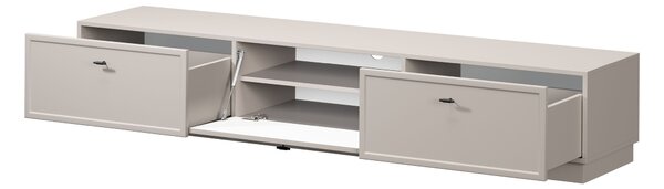TV stolek Lorini 200 cm se zásuvkami – kašmírová / černé úchytky T-bar