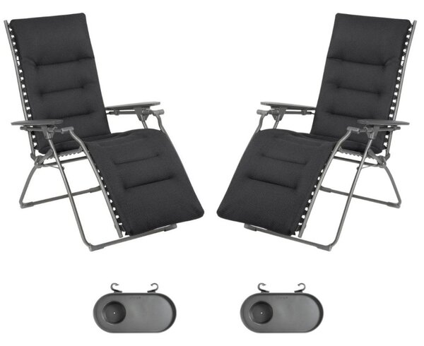 Zvýhodněná sada 2 Relaxační křeslo EVOLUTION BeComfort šedá Dark Grey + 2× držák nápojů ZDARMA
