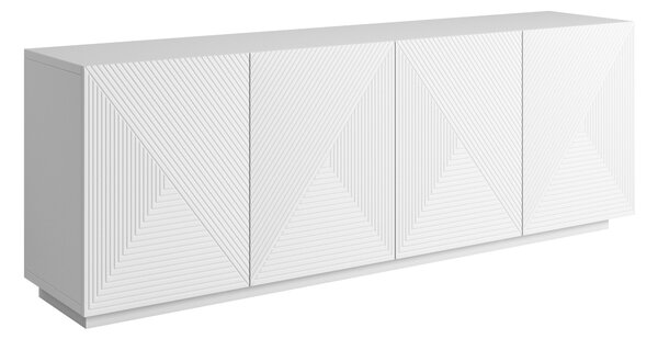 Moderní komoda Asha 200 cm čtyřdveřová - bílý mat