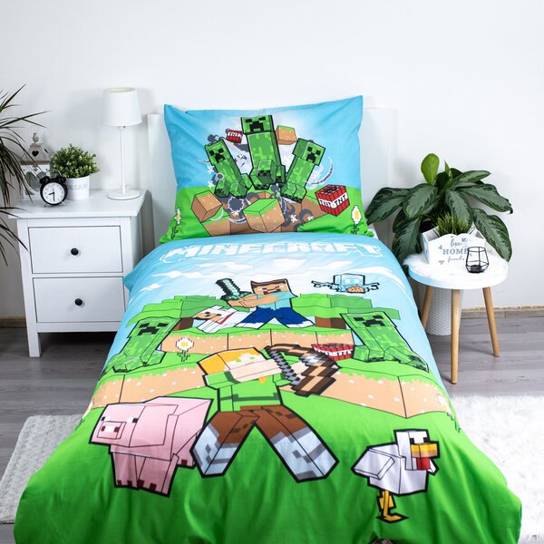 Jerry Fabrics Bavlněné povlečení 140x200 + 70x90 cm - Minecraft "Outdoor Mobs"