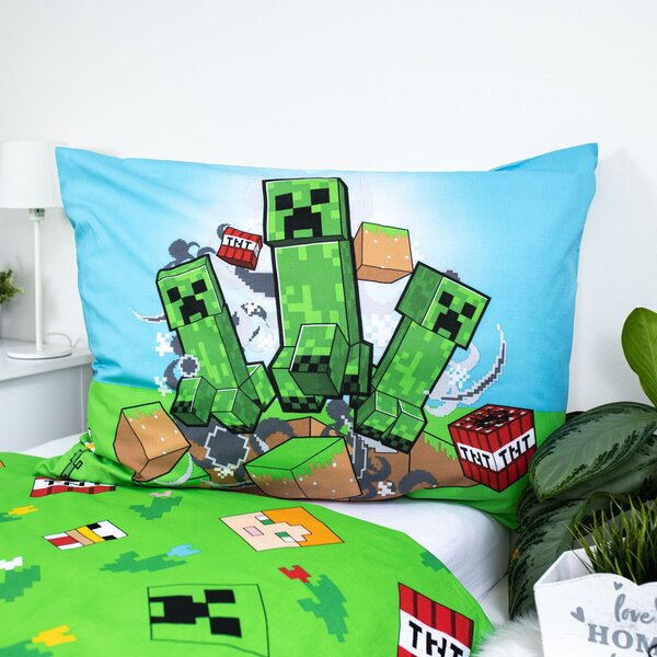 Jerry Fabrics Bavlněné povlečení 140x200 + 70x90 cm - Minecraft "Outdoor Mobs"