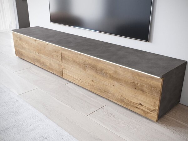TV stolek Dlone 180, Barva: matera / breslau kaštan, Osvětlení: osvětlení LED - bílé 5903211454578