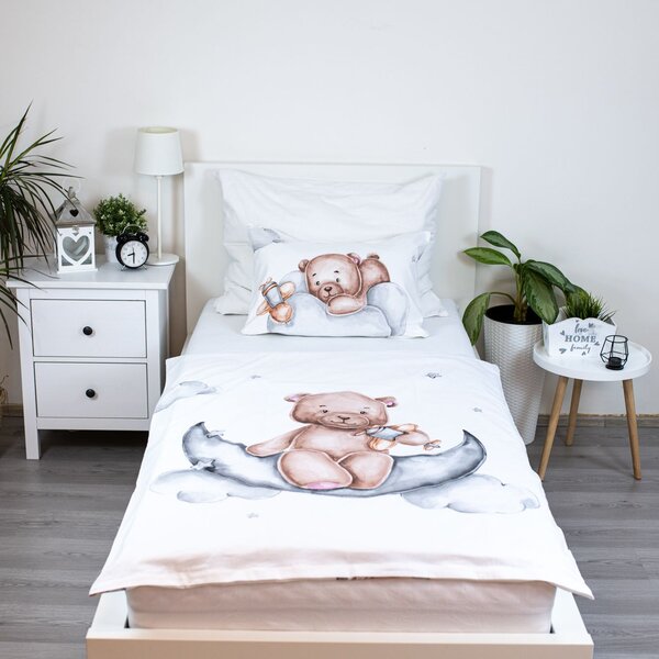Dadka Vracov Jerry Fabrics Medvídek Plane baby bavlněné povlečení do postýlky Rozměr: 1x 40 x 60 a 1x 100 x 135 cm
