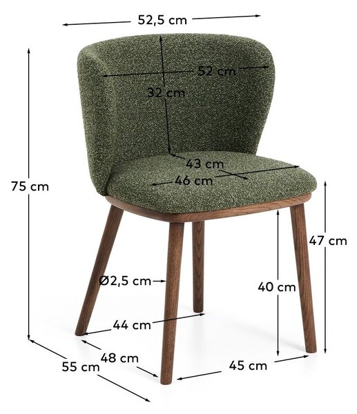 Zelené čalouněné jídelní křeslo Ciselia – Kave Home