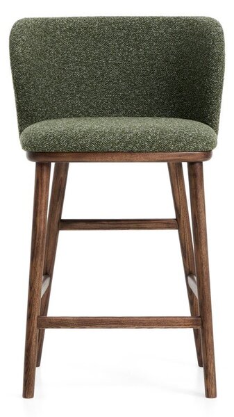 Tmavě zelená čalouněná barová židle (výška sedáku 65 cm) Ciselia – Kave Home