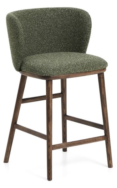 Tmavě zelená čalouněná barová židle (výška sedáku 65 cm) Ciselia – Kave Home