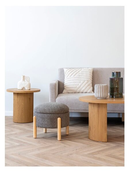 Hnědá podnožka z textilie bouclé Medas – House Nordic