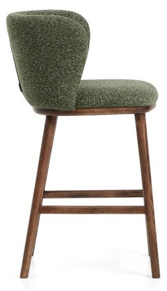 Tmavě zelená čalouněná barová židle (výška sedáku 65 cm) Ciselia – Kave Home