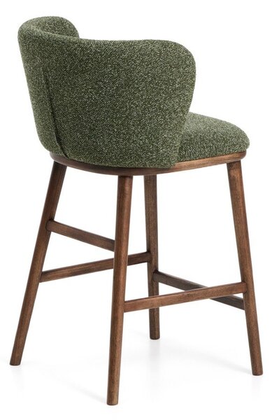 Tmavě zelená čalouněná barová židle (výška sedáku 65 cm) Ciselia – Kave Home