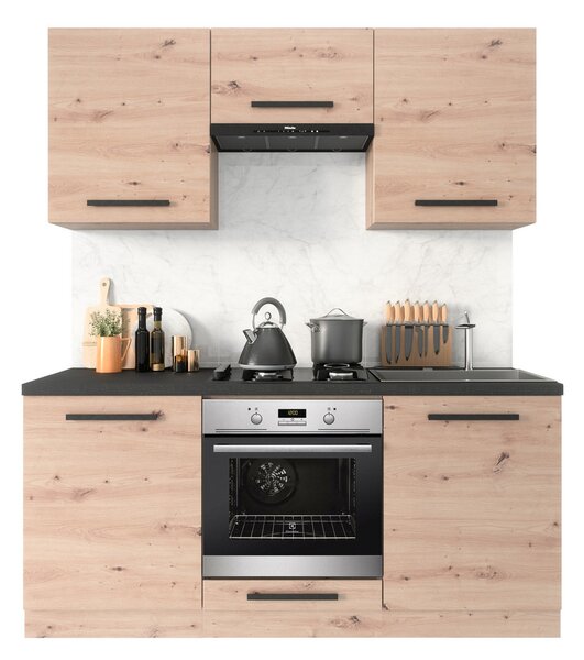 Kuchyňská sestava LANGEN 1,8 m - dub artisan - černé úchytky