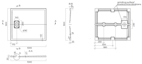 Oltens Bergytan obdélníková sprchová vanička 100x90 cm bílá 15101000
