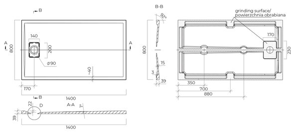 Oltens Bergytan obdélníková sprchová vanička 140x80 cm bílá 15106000