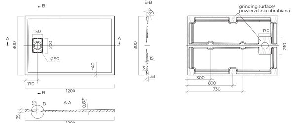 Oltens Bergytan obdélníková sprchová vanička 120x80 cm bílá 15103000