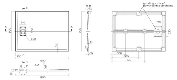 Oltens Bergytan obdélníková sprchová vanička 120x90 cm bílá 15104000