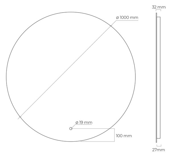 Oltens Nordlis zrcadlo 100x100 cm kulatý s osvětlením s vyhřívací podložkou 64110000