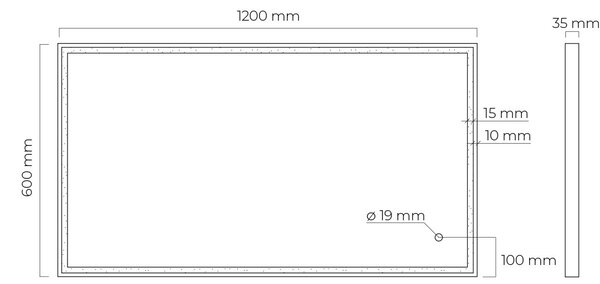 Oltens Nordlis zrcadlo 60x120 cm obdélníkový s osvětlením s vyhřívací podložkou černá 64107300