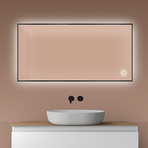 Oltens Nordlis zrcadlo 60x120 cm obdélníkový s osvětlením s vyhřívací podložkou černá 64112300